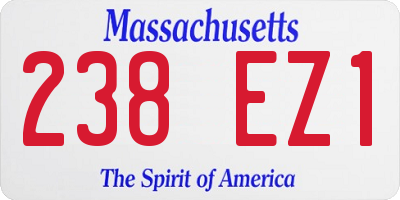 MA license plate 238EZ1