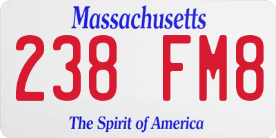 MA license plate 238FM8