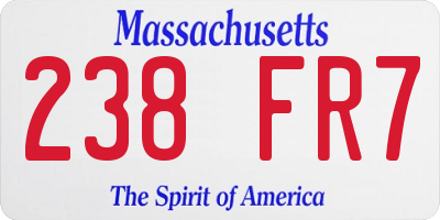 MA license plate 238FR7
