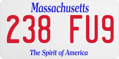 MA license plate 238FU9