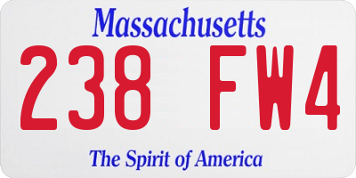 MA license plate 238FW4
