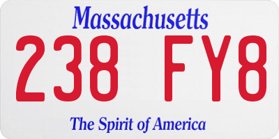 MA license plate 238FY8