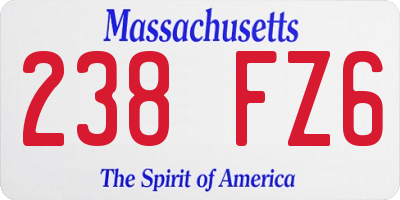 MA license plate 238FZ6