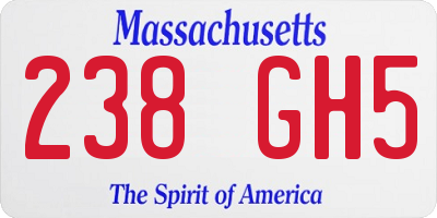MA license plate 238GH5