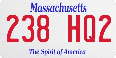MA license plate 238HQ2