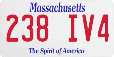 MA license plate 238IV4