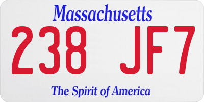 MA license plate 238JF7