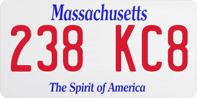 MA license plate 238KC8