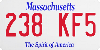 MA license plate 238KF5
