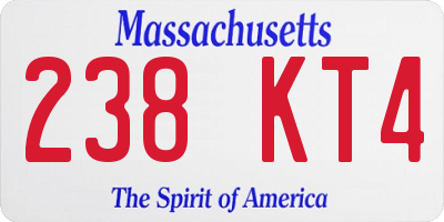 MA license plate 238KT4
