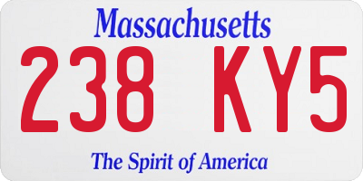 MA license plate 238KY5