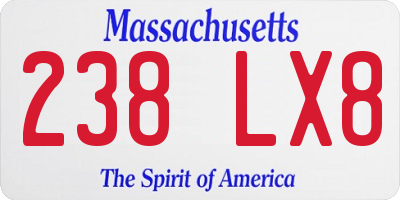 MA license plate 238LX8