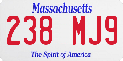MA license plate 238MJ9