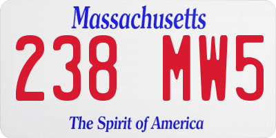 MA license plate 238MW5