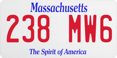 MA license plate 238MW6