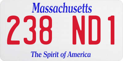 MA license plate 238ND1