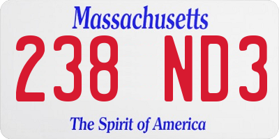 MA license plate 238ND3