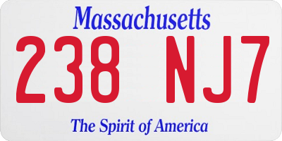 MA license plate 238NJ7