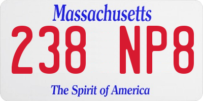 MA license plate 238NP8