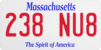 MA license plate 238NU8