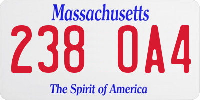 MA license plate 238OA4