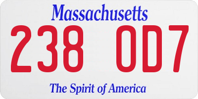 MA license plate 238OD7