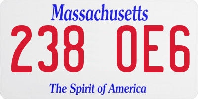 MA license plate 238OE6