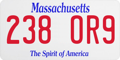 MA license plate 238OR9