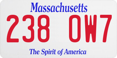 MA license plate 238OW7