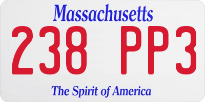 MA license plate 238PP3