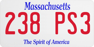 MA license plate 238PS3