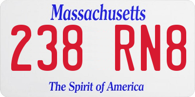 MA license plate 238RN8