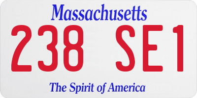 MA license plate 238SE1