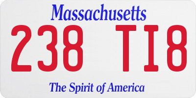 MA license plate 238TI8