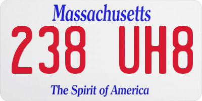 MA license plate 238UH8