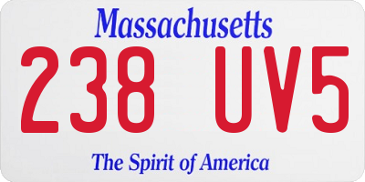 MA license plate 238UV5