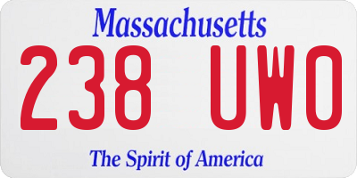 MA license plate 238UW0