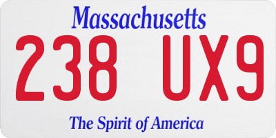 MA license plate 238UX9