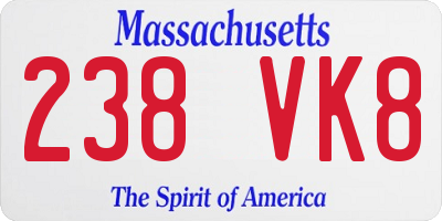 MA license plate 238VK8