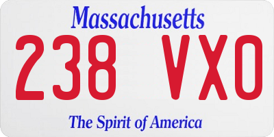 MA license plate 238VX0