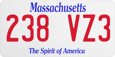MA license plate 238VZ3
