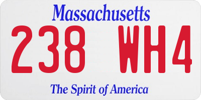 MA license plate 238WH4