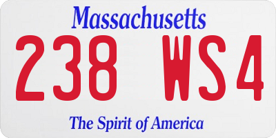 MA license plate 238WS4