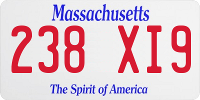MA license plate 238XI9