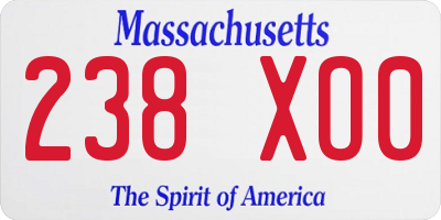 MA license plate 238XO0
