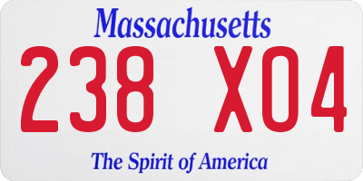 MA license plate 238XO4