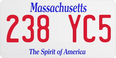 MA license plate 238YC5