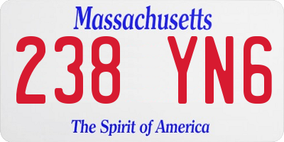 MA license plate 238YN6