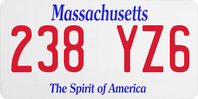 MA license plate 238YZ6