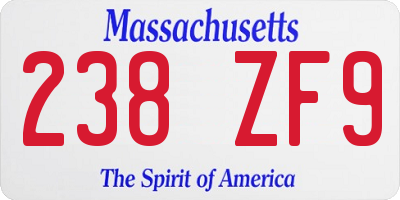 MA license plate 238ZF9